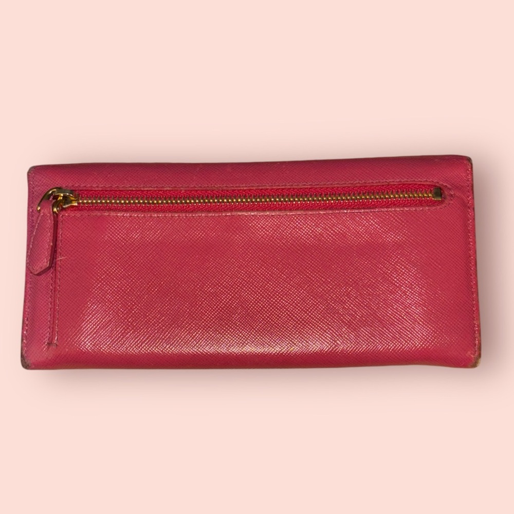 Prada | Saffiano Lux Leather Continental Wallet | Raspberry Red - Picture 2 of 7